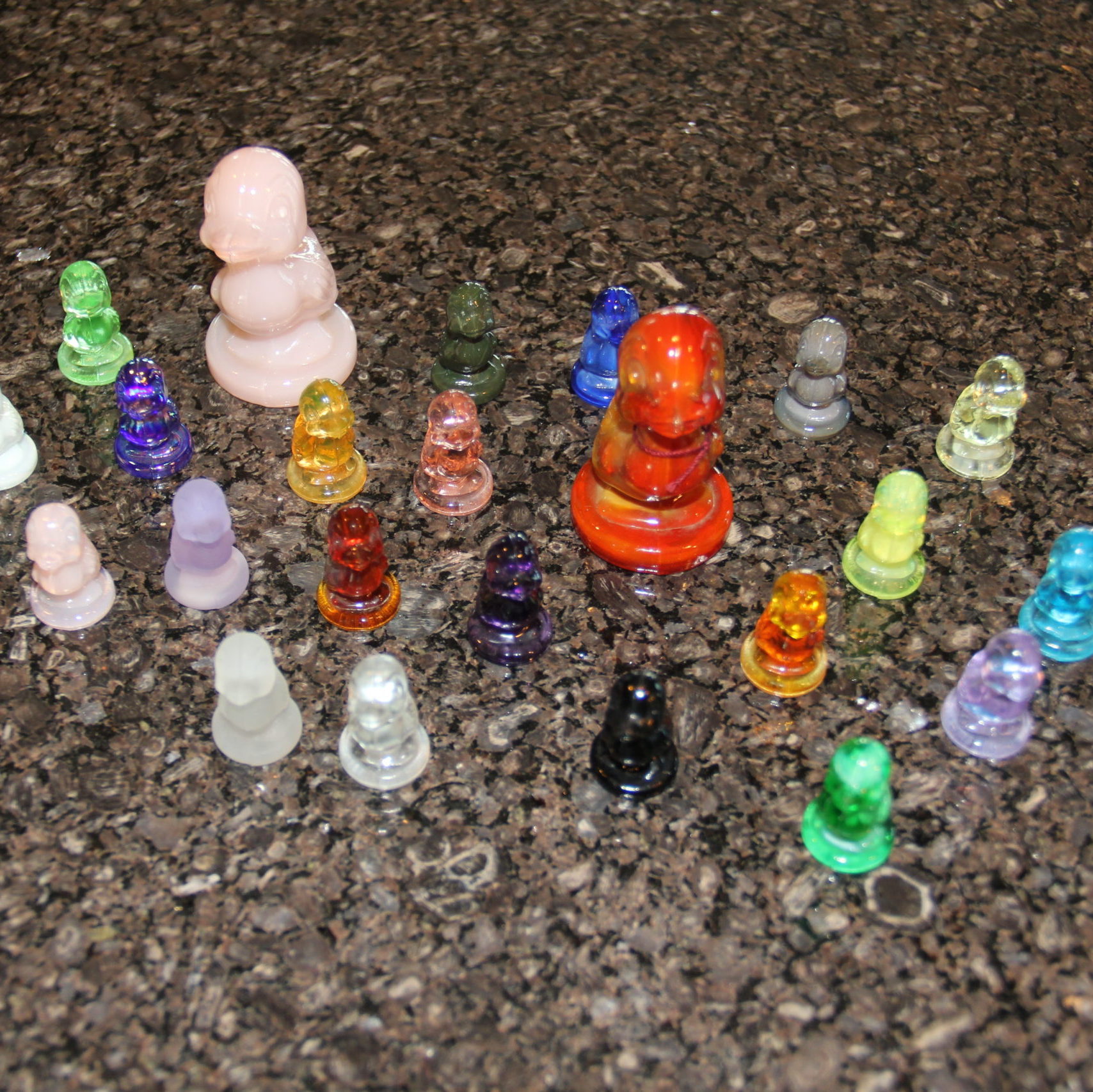 The glass ducks from her collection.