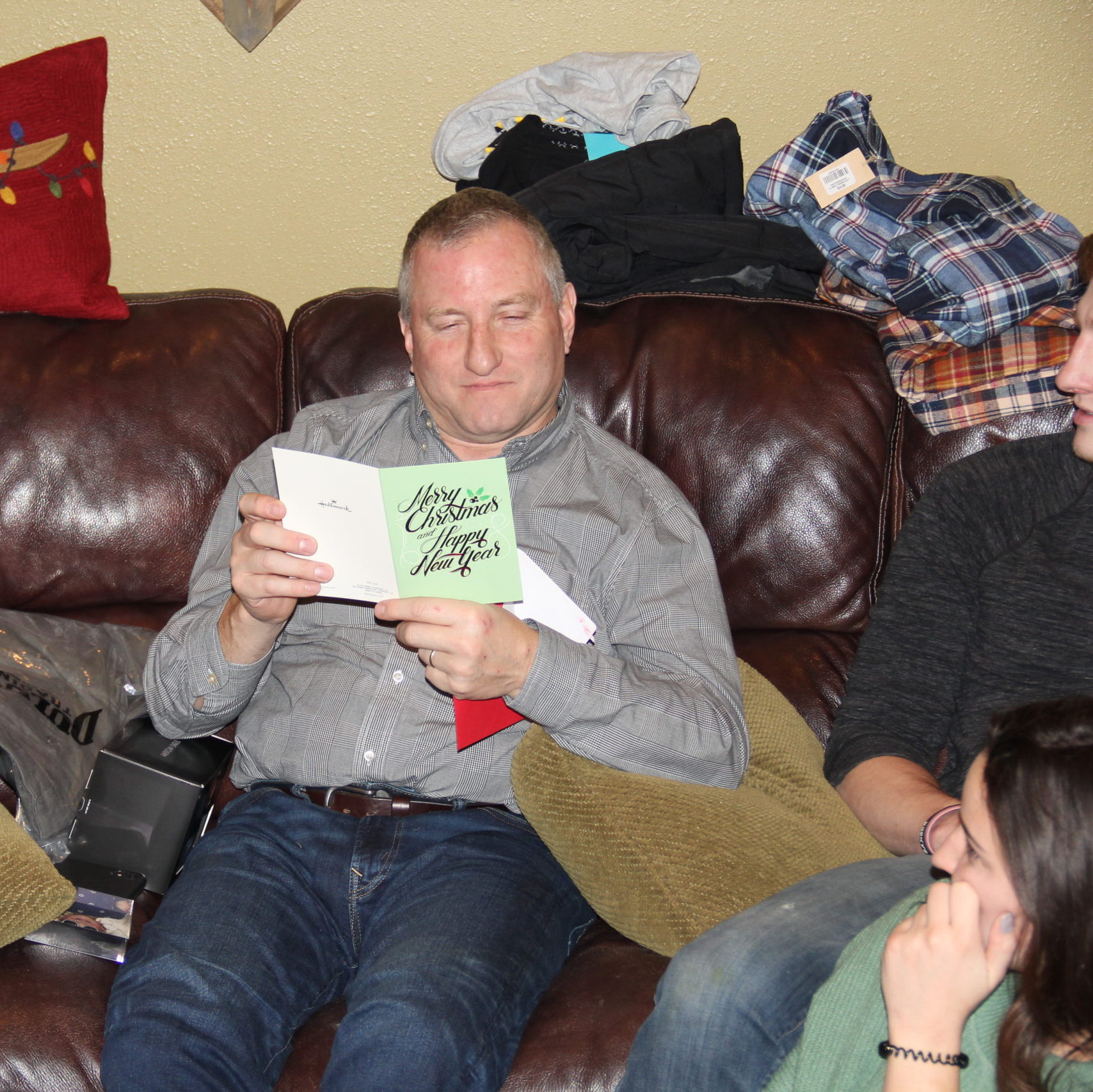 Dave reading his card