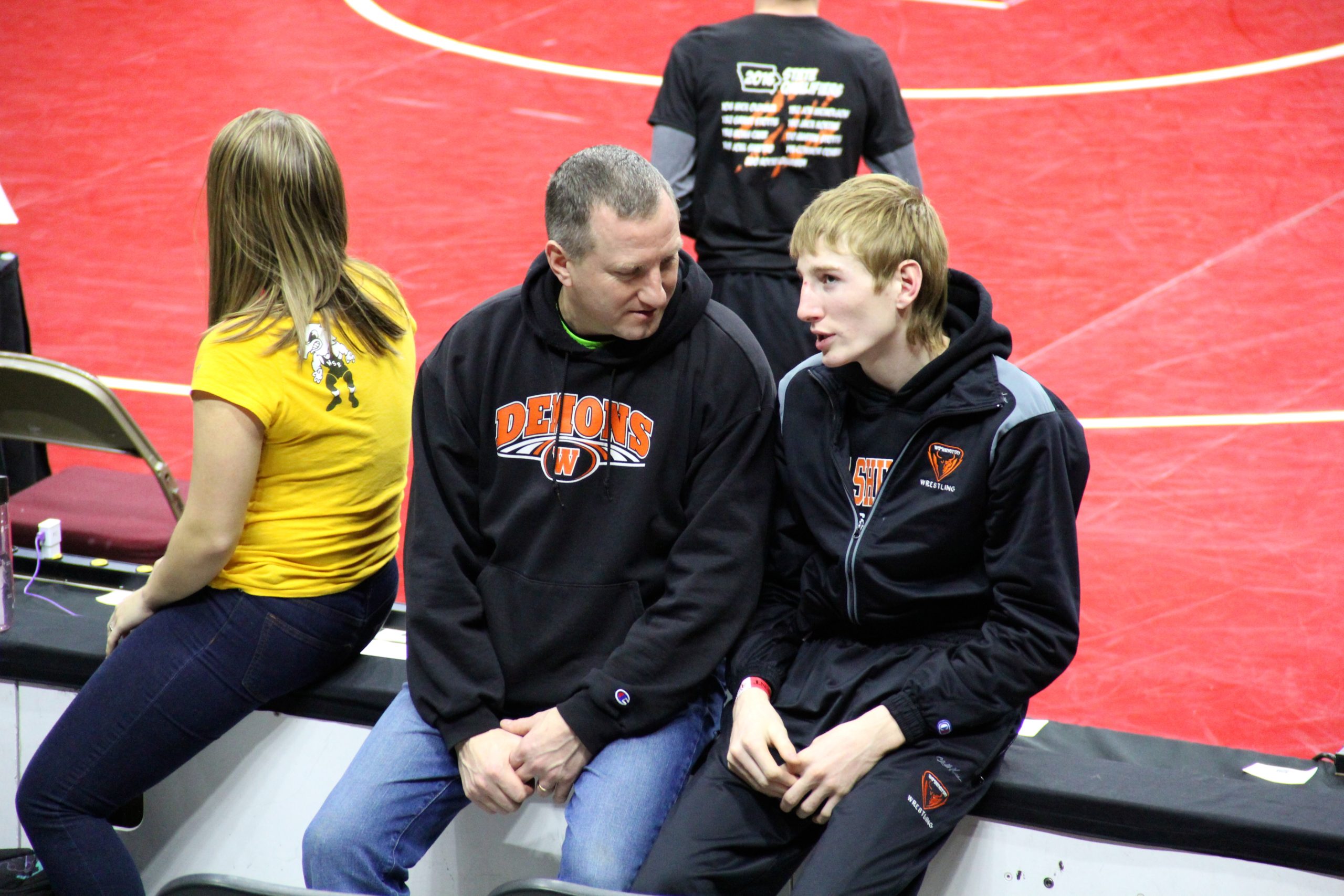 At State for wrestling, Andrew always sought out his Dad for a pep talk.