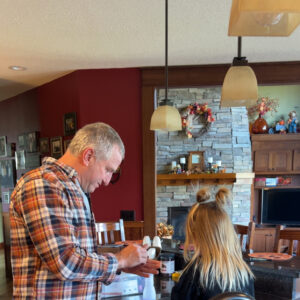 Papa helping remove polish