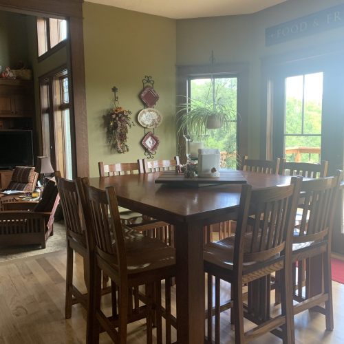 Custom kitchen table fits this space perfectly