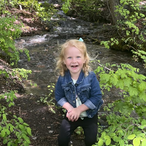 Not sure which is more beautiful, Hadley or the bubbling stream behind her.