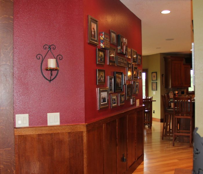 Here is our most popular wall. The Waite Wall. It is highlighted in the burgundy color and covered in photos.