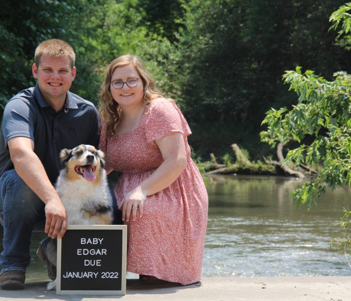 Sarah, Mitchell and Lucy announcing the start of the Edgar Family.