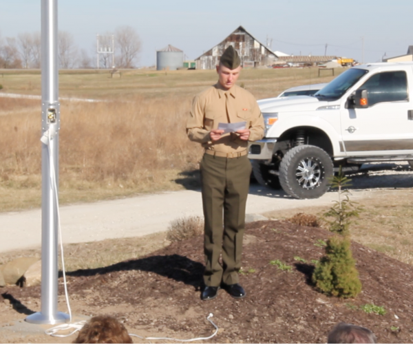 2017 Flag installation ceremony. Graduation celebration for Ryan from bootcamp and dedication to the Waite Family's new flag pole.